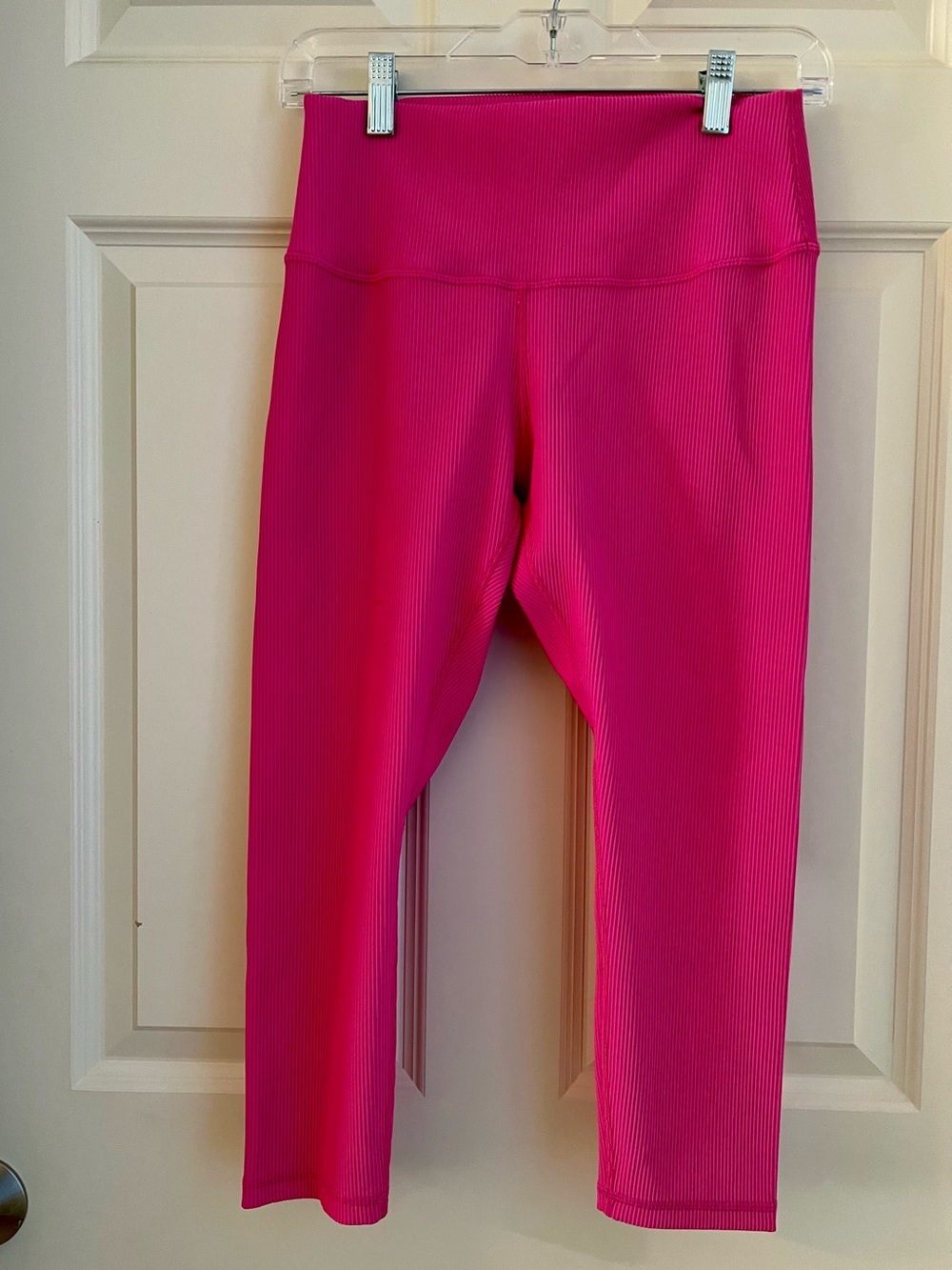 Zyia Active High-Rise Ribbed Leggings in Hot Pink